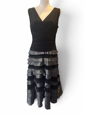 SL Fashions Black Draped Evening Dress